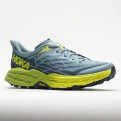 HOKA Speedgoat 5 Men's Stone Blue/Dark Citron -Footwear Sale 049271 5