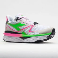 Diadora Atomo V7000 Women's White/Green Fluo/Pink Fluo -Footwear Sale 049498 5