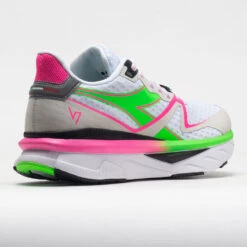 Diadora Atomo V7000 Women's White/Green Fluo/Pink Fluo -Footwear Sale 049498 6
